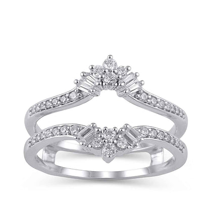 3/8 ct. tw. Round and Baguette Diamond Cluster Insert Ring in 14K White Gold