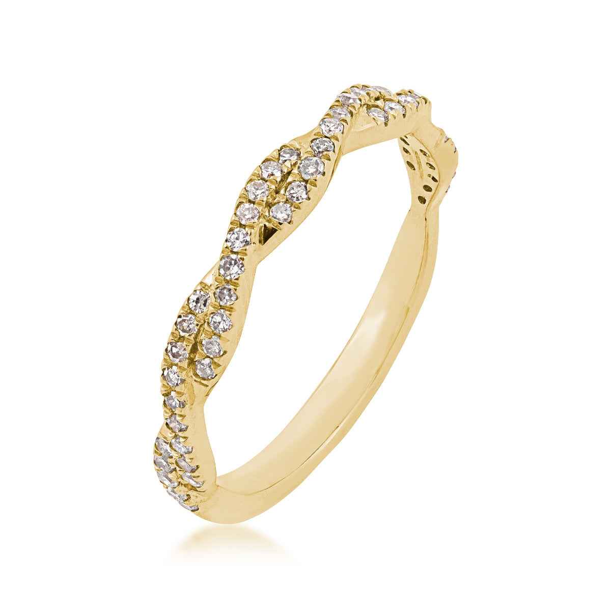 Perfect Match 1/4 ct. tw. Diamond Anniversary Band with Twist Design in 10K Yellow Gold front view
