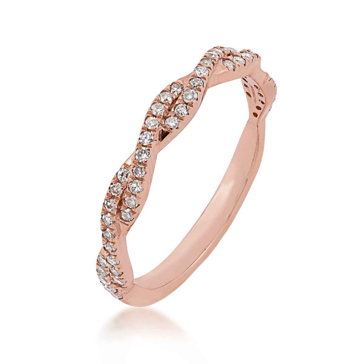 Perfect Match 1/4 ct. tw. Diamond Anniversary Band with Twist Design in 10K Pink Gold front view