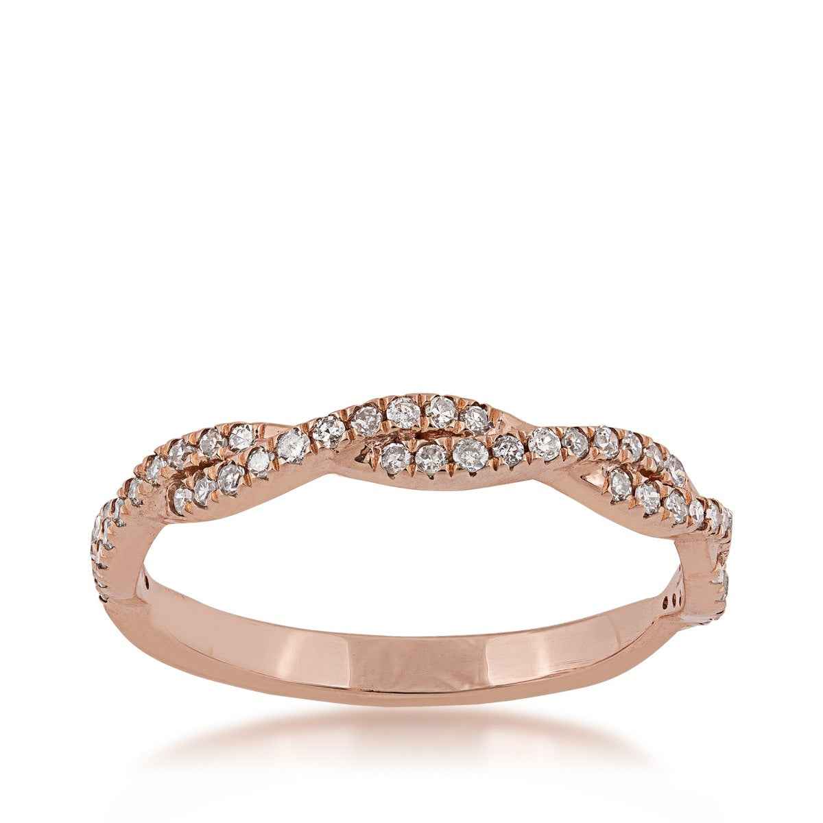 Perfect Match 1/4 ct. tw. Diamond Anniversary Band with Twist Design in 10K Pink Gold