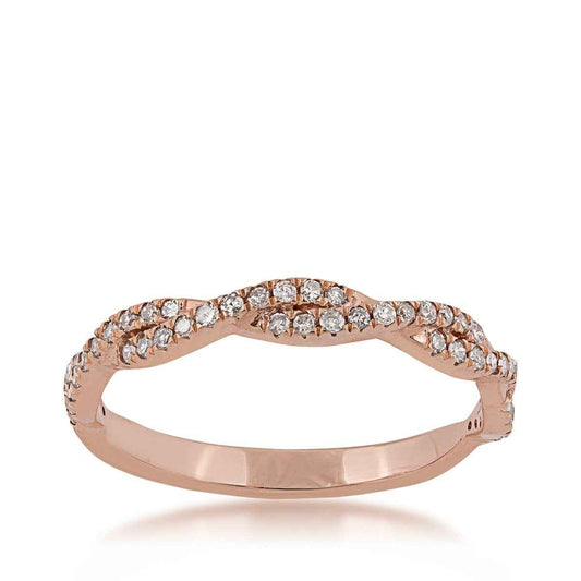 Perfect Match 1/4 ct. tw. Diamond Anniversary Band with Twist Design in 10K Pink Gold