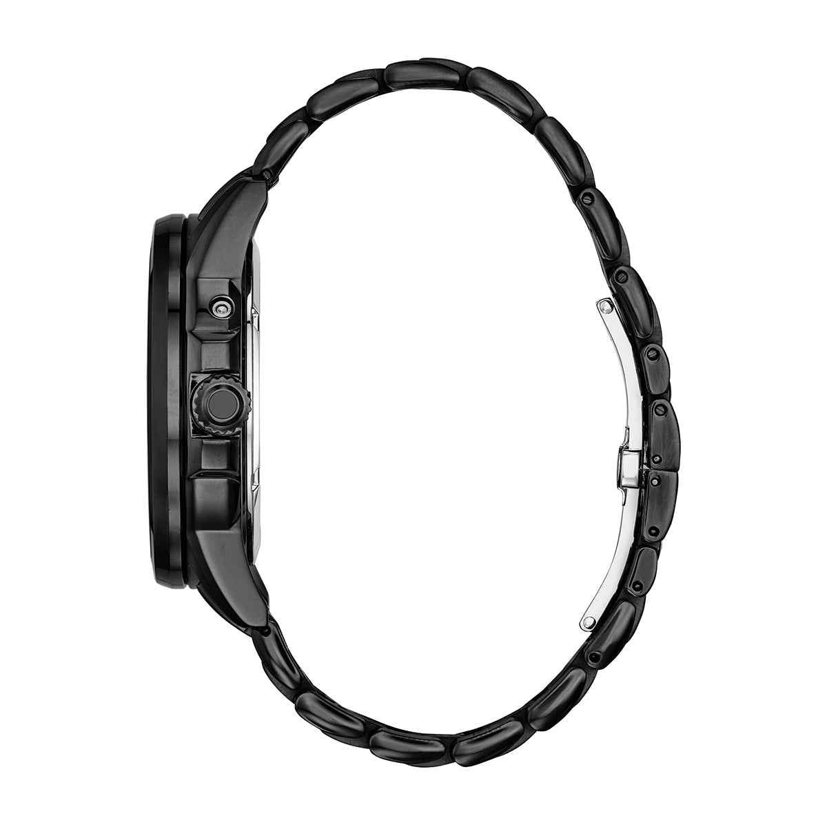 Citizen Men's Calendrier Black Ion Plated Stainless Steel Watch with Black Dial front view