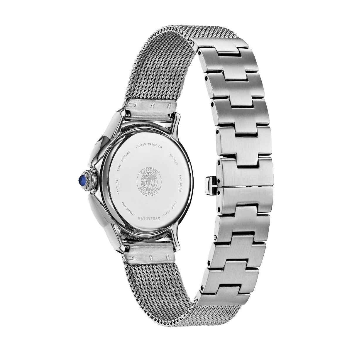 Citizen Ladies' Ceci Analog Watch with Blue Mother-of-Pearl Dial and Stainless Steel Mesh Bracelet front view