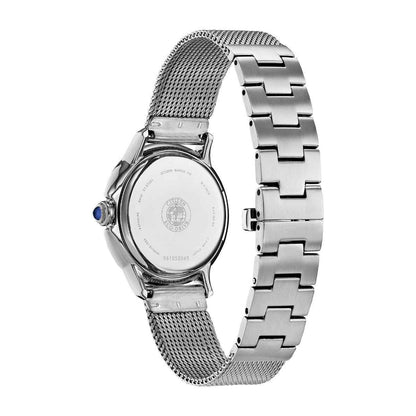 Citizen Ladies' Ceci Analog Watch with Blue Mother-of-Pearl Dial and Stainless Steel Mesh Bracelet front view