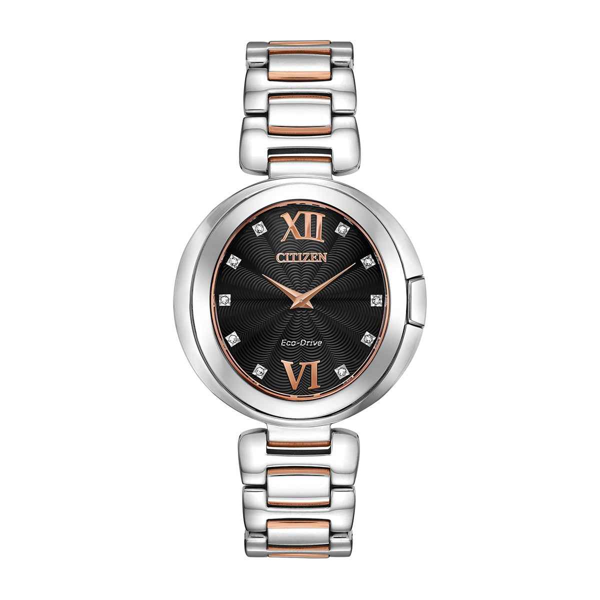 Citizen Ladies' Capella Eco-Drive Two-Tone Stainless Steel Watch with Diamond Black Dial