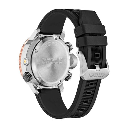 Citizen Ladies' Promaster Aqualand Two-Tone Stainless Steel Watch with Black Dial & Black Polyurethane Strap close-up detail