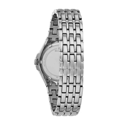 Bulova Ladies' Phantom Stainless Steel Baguette Crystal Watch with Silver White Dial close-up detail