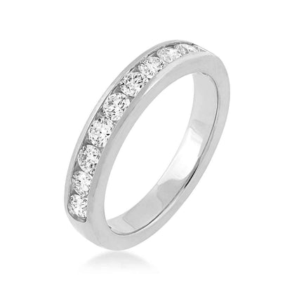 3/4 ct. tw. 10-Stone Channel Set Diamond Anniversary Band in 14K White Gold front view
