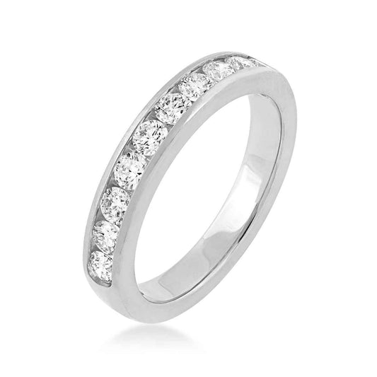 3/4 ct. tw. 10-Stone Channel Set Diamond Anniversary Band in 14K White Gold front view
