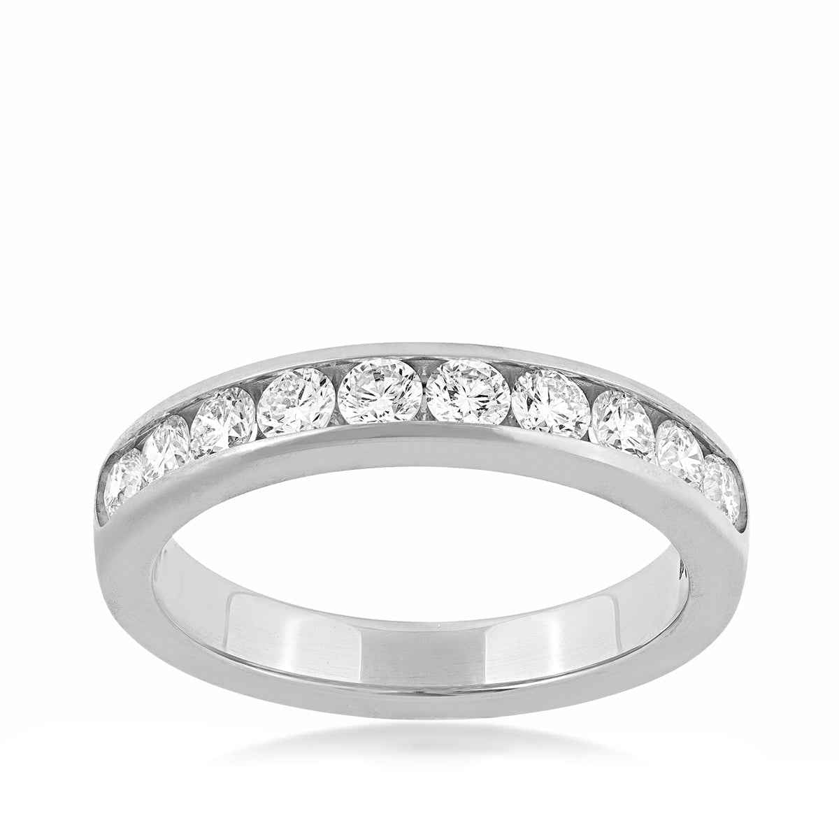 3/4 ct. tw. 10-Stone Channel Set Diamond Anniversary Band in 14K White Gold