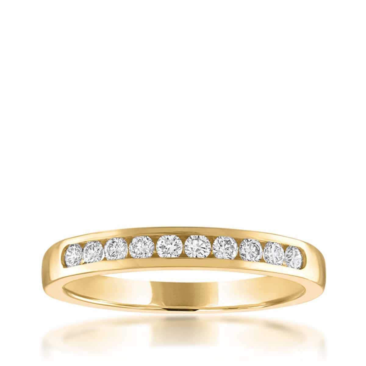 1/4 ct. tw. 10-Stone Channel Set Diamond Anniversary Band in 14K Yellow Gold