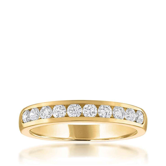 1/2 ct. tw. 10-Stone Channel Set Diamond Anniversary Band in 14K Yellow Gold