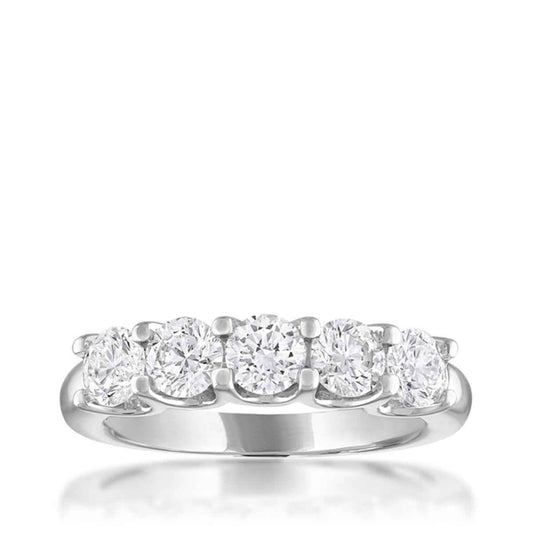 1-1/2 ct. tw. 5-Stone Prong Set Diamond Anniversary Band in 14K White Gold