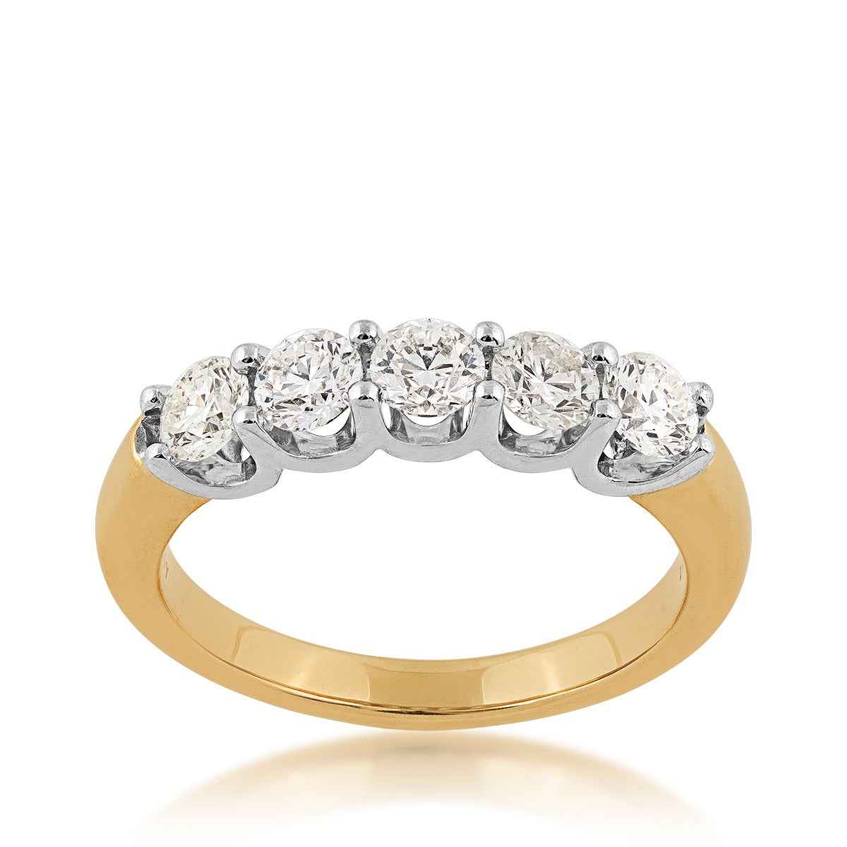 1 ct. tw. 5-Stone Prong Set Diamond Anniversary Band in 14K Yellow & White Gold