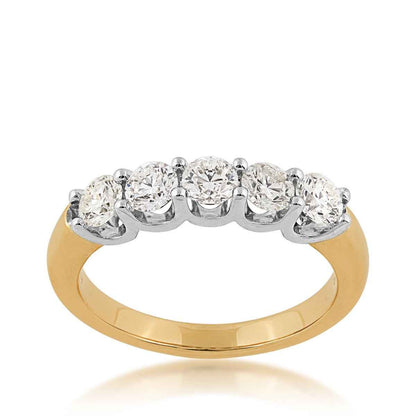1 ct. tw. 5-Stone Prong Set Diamond Anniversary Band in 14K Yellow & White Gold