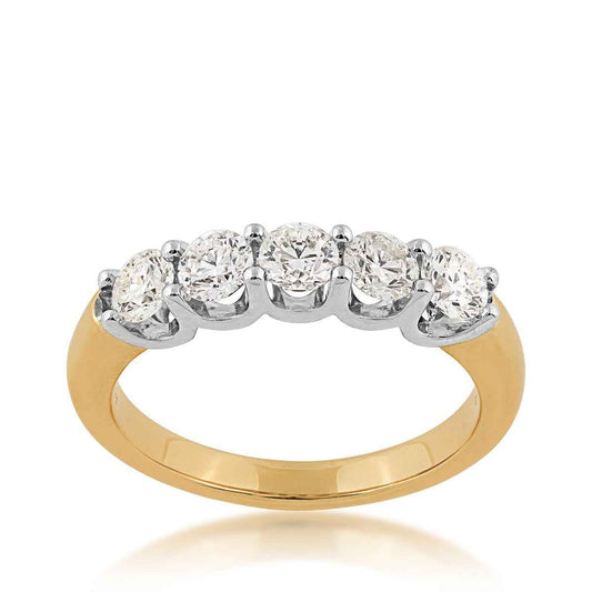 1 ct. tw. 5-Stone Prong Set Diamond Anniversary Band in 14K Yellow & White Gold