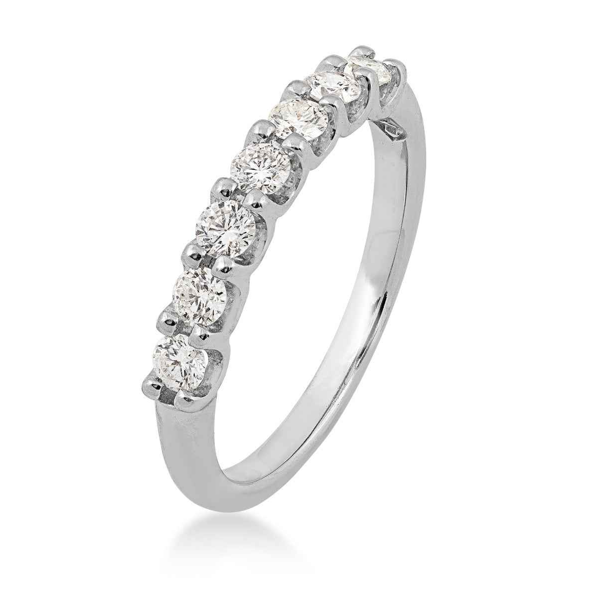 1/2 ct. tw 7-Stone Prong Set Diamond Anniversary Band in 14K White Gold front view