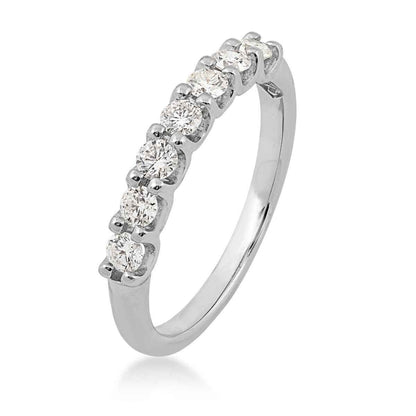 1/2 ct. tw 7-Stone Prong Set Diamond Anniversary Band in 14K White Gold front view