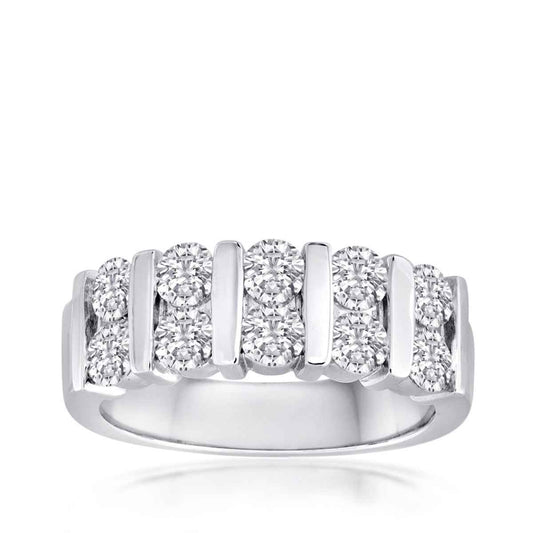 1-1/2 ct. tw. 2-Row Diamond Bar Set Anniversary Ring in 14K White Gold