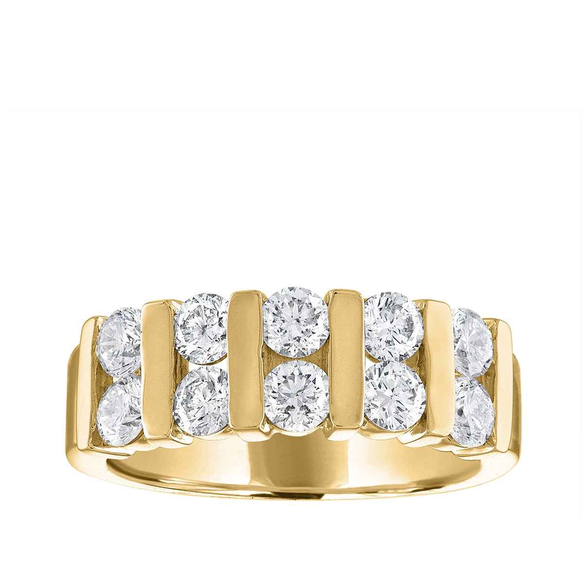 1-1/2 ct. tw. 2-Row Diamond Anniversary Band in 14K Yellow Gold