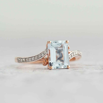 Aquamarine and .08 ct. tw. Diamond Fashion Ring in 10K Pink Gold side profile