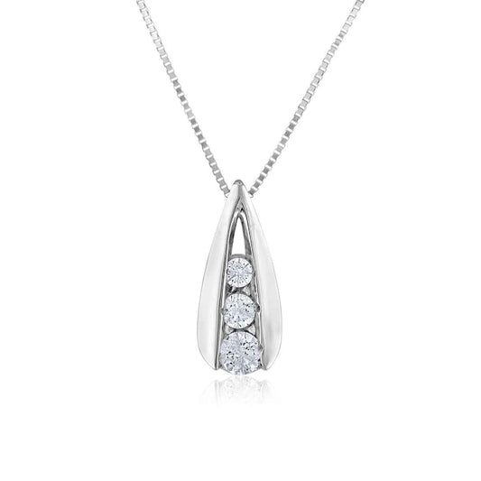 1 ct. tw. 3-Stone Tapered Diamond Fashion Pendant in 10K White Gold