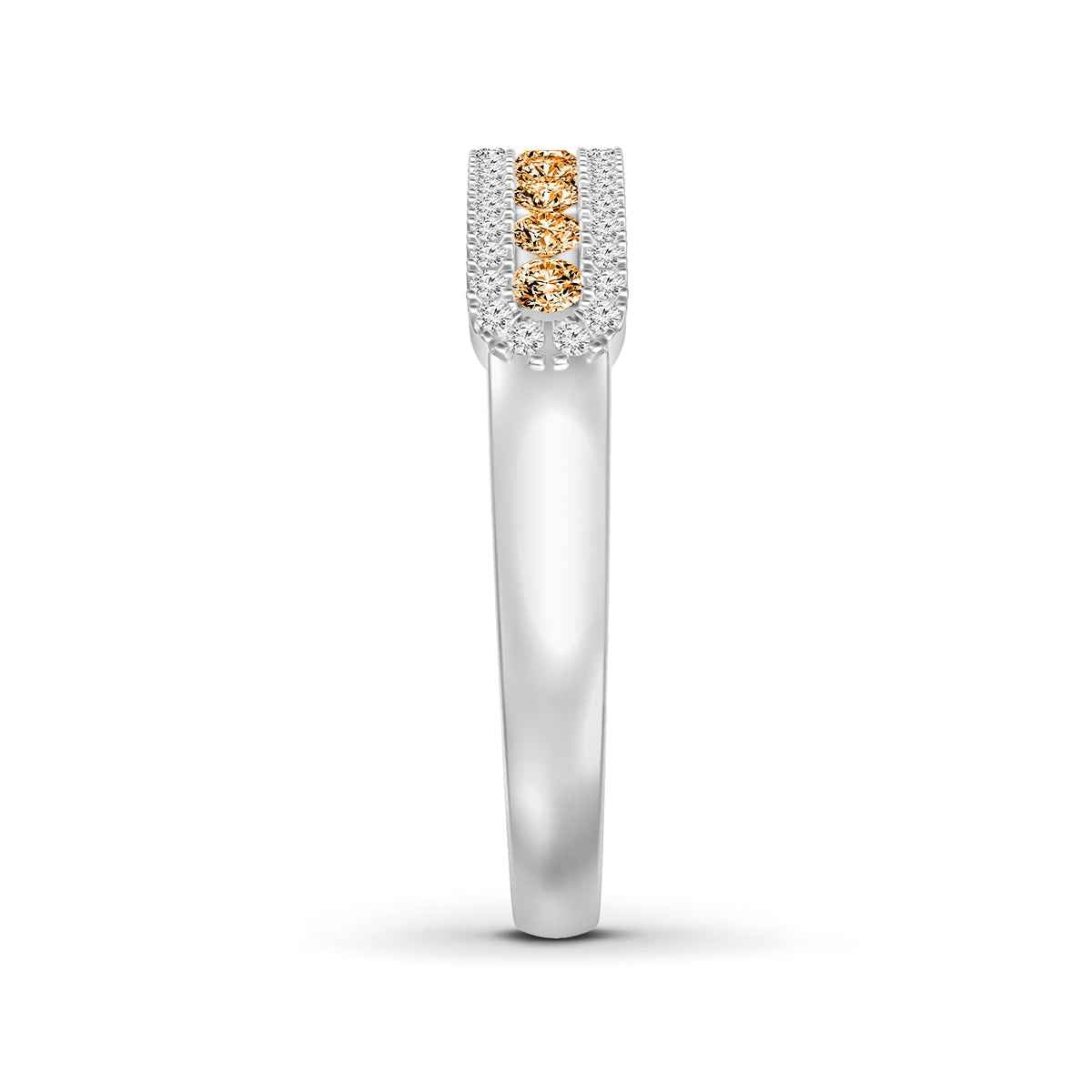 Mocha Collection 3/8 ct. tw. Round Mocha & White Diamond Fashion Band in 10K White Gold close-up detail