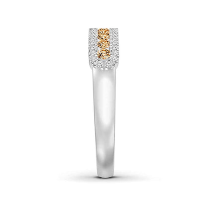 Mocha Collection 3/8 ct. tw. Round Mocha & White Diamond Fashion Band in 10K White Gold close-up detail
