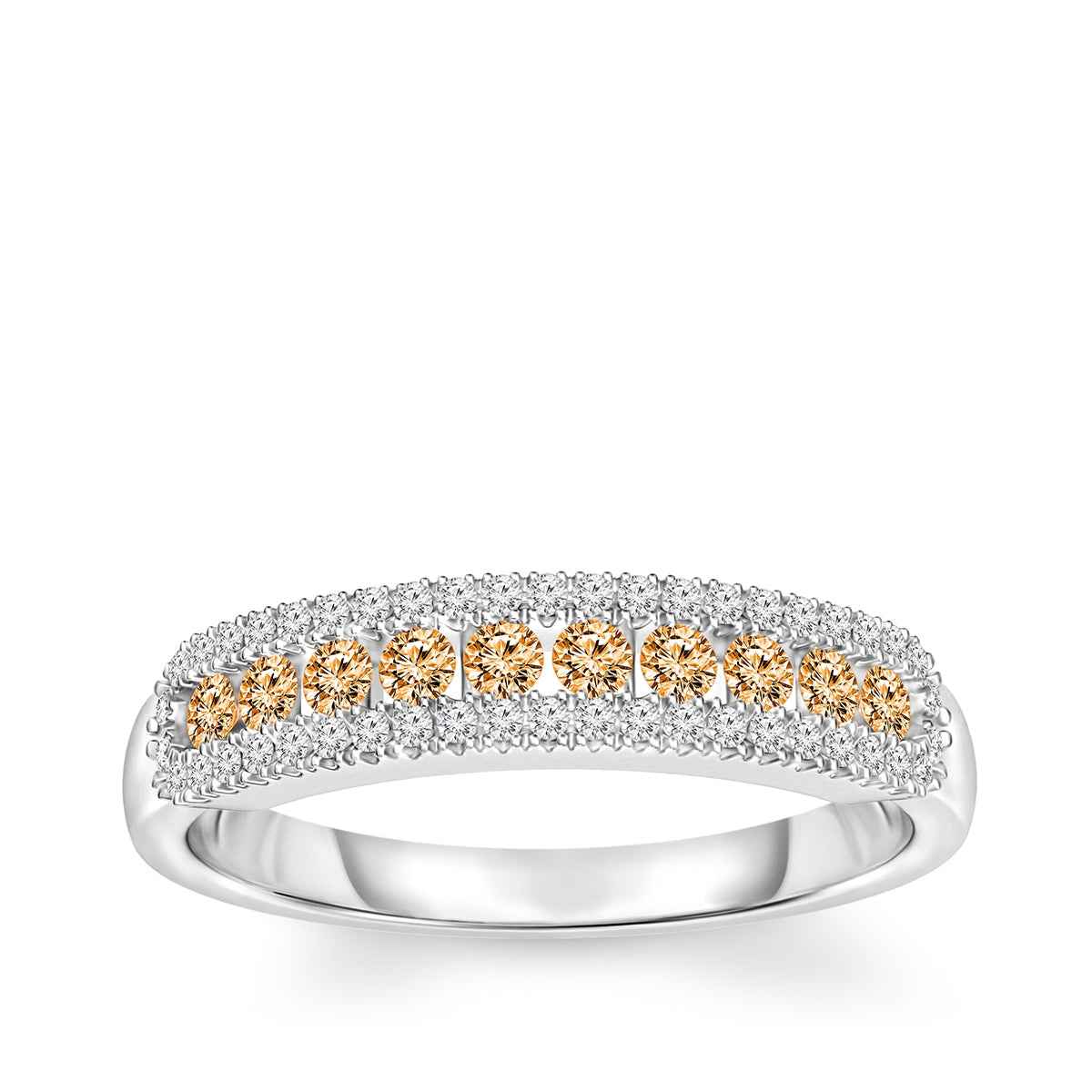 Mocha Collection 3/8 ct. tw. Round Mocha & White Diamond Fashion Band in 10K White Gold
