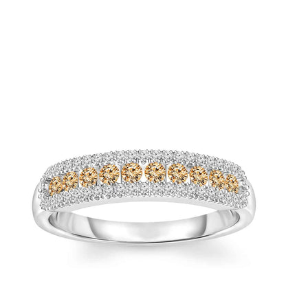 Mocha Collection 3/8 ct. tw. Round Mocha & White Diamond Fashion Band in 10K White Gold