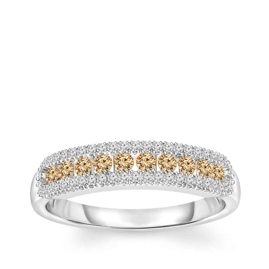 Mocha Collection 3/8 ct. tw. Round Mocha & White Diamond Fashion Band in 10K White Gold