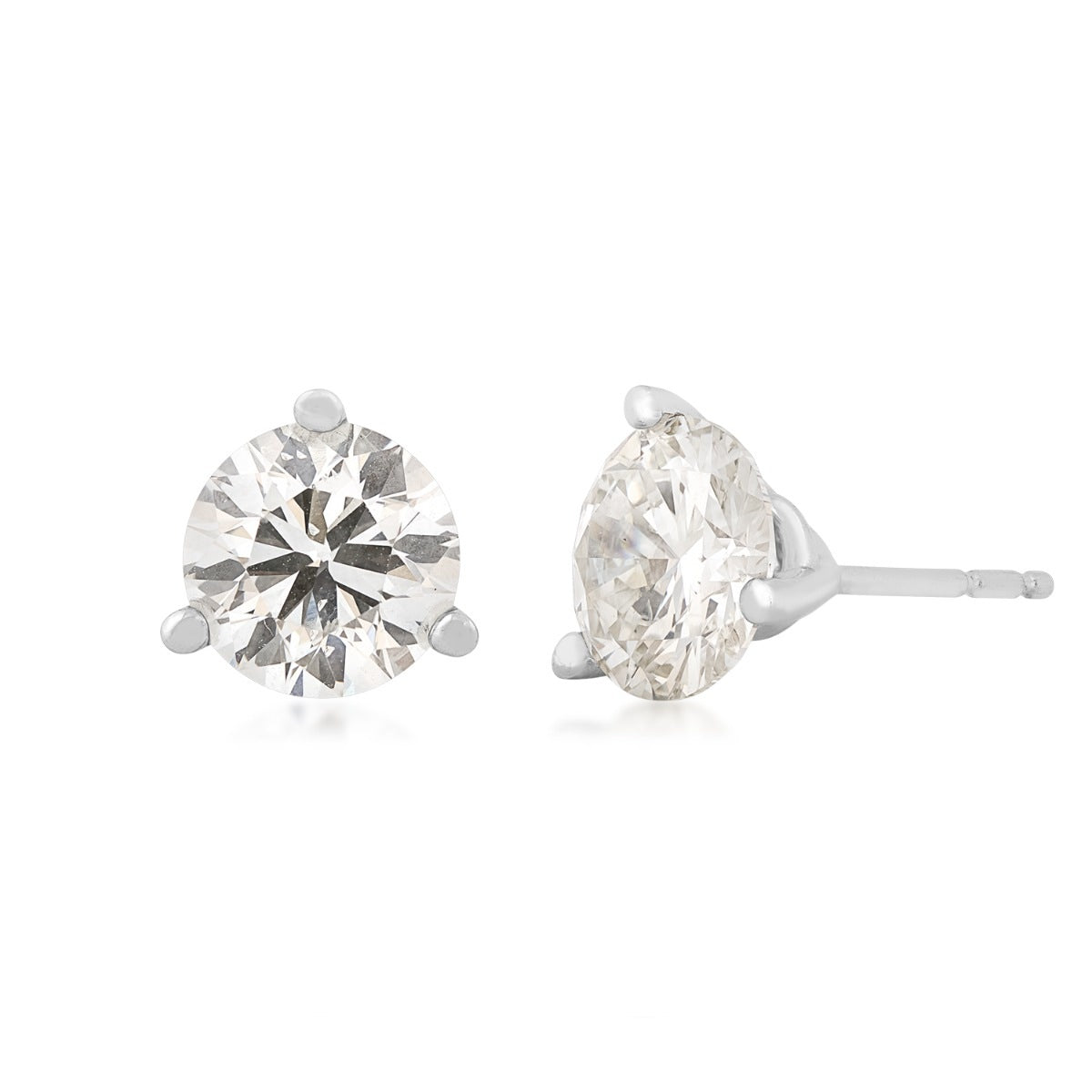 Adamante 4 ct. tw. Lab-Grown Round Brilliant Diamond Solitaire Earrings in 14K White Gold
