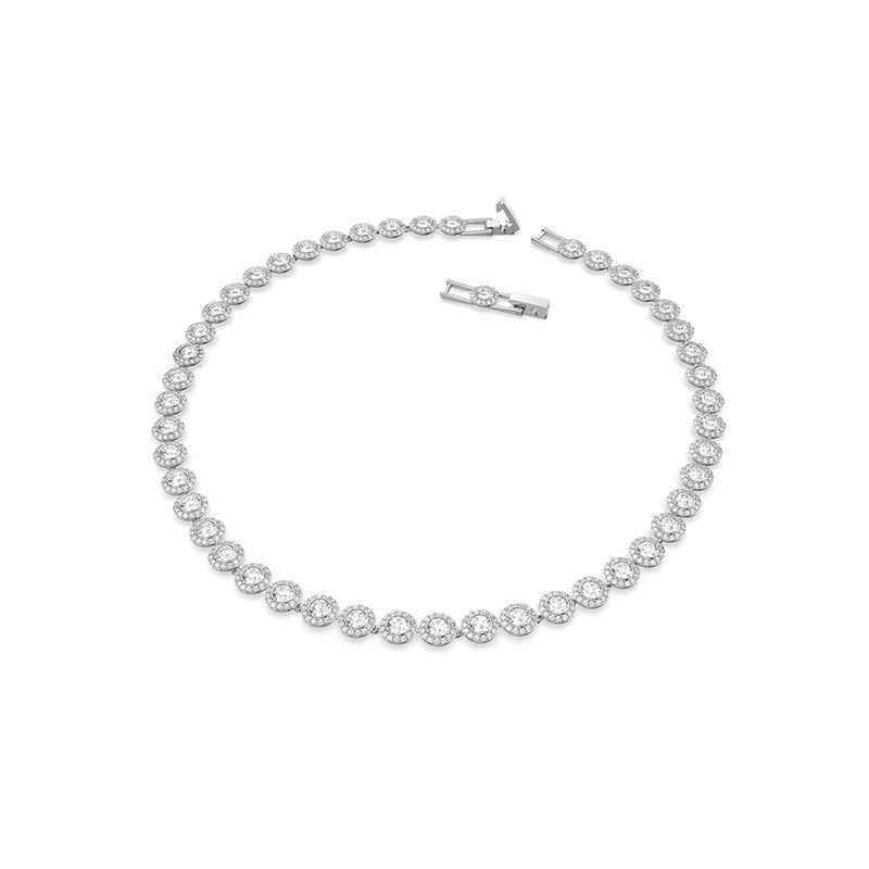 Swarovski Una Angelic Round White Crystal Necklace in White Rhodium Plating front view