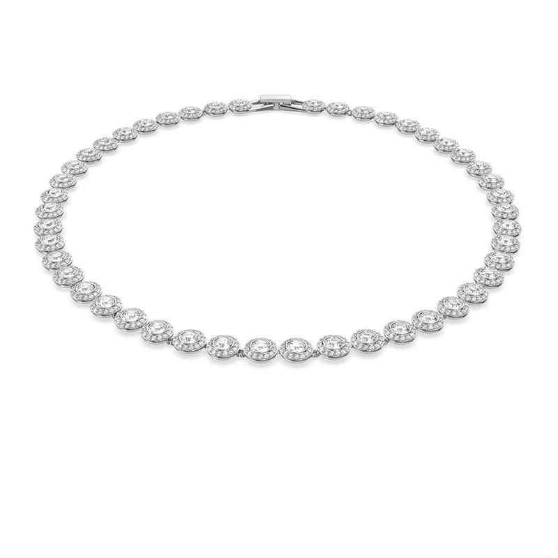 Swarovski Una Angelic Round White Crystal Necklace in White Rhodium Plating