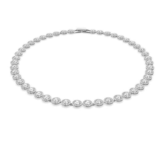 Swarovski Una Angelic Round White Crystal Necklace in White Rhodium Plating