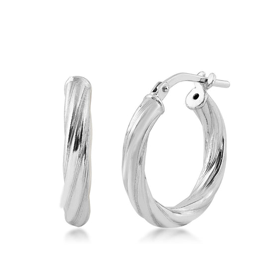 Twist Hoop Earrings in Sterling Silver