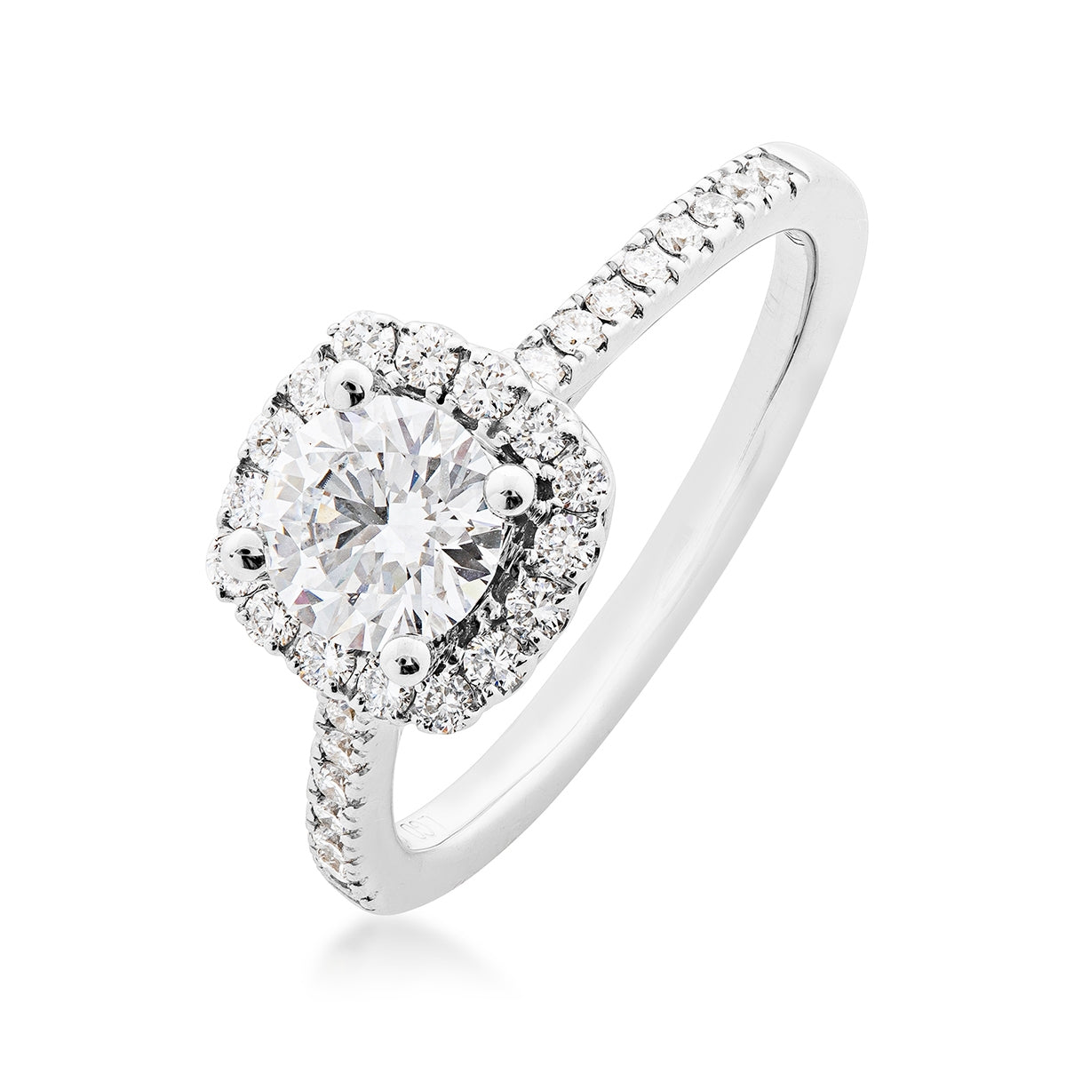 Adamante 1-1/10 ct. tw. Lab-Grown Round Brilliant Diamond Halo Engagement Ring in 14K White Gold front view
