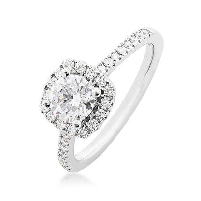 Adamante 1-1/10 ct. tw. Lab-Grown Round Brilliant Diamond Halo Engagement Ring in 14K White Gold front view