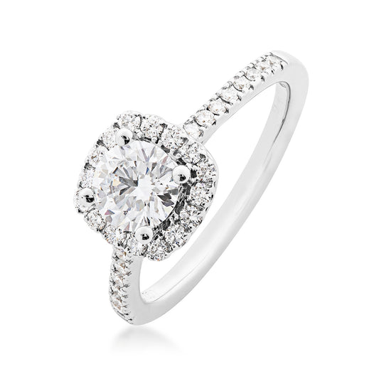 Adamante 1-1/10 ct. tw. Lab-Grown Round Brilliant Diamond Halo Engagement Ring in 14K White Gold front view