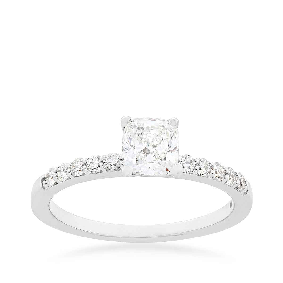 Brilliantly Yours 9/10 ct. tw. Cushion Cut Diamond Engagement Ring with Diamond Band in 14K White Gold