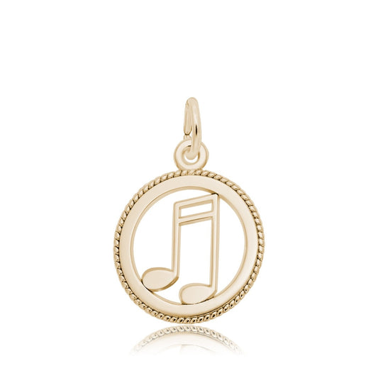 Music Note Disc Charm in 14K Yellow Gold