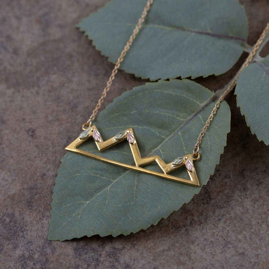 Black Hills Gold Mountain Range Necklace in 10K Yellow Gold front view