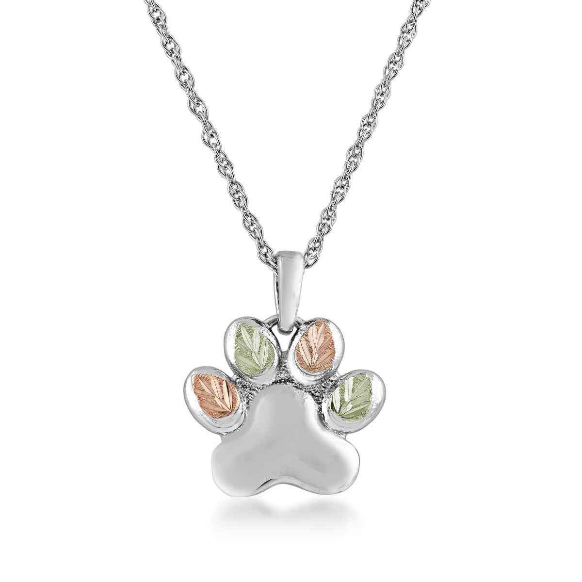 Black Hills Gold Paw Print Pendant in Sterling Silver