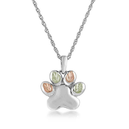 Black Hills Gold Paw Print Pendant in Sterling Silver