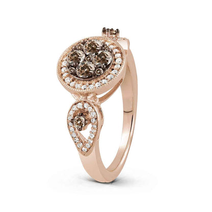 Mocha Collection 3/4 ct. tw. Mocha Diamond 3-Stone Cluster Ring in 10K Pink Gold front view