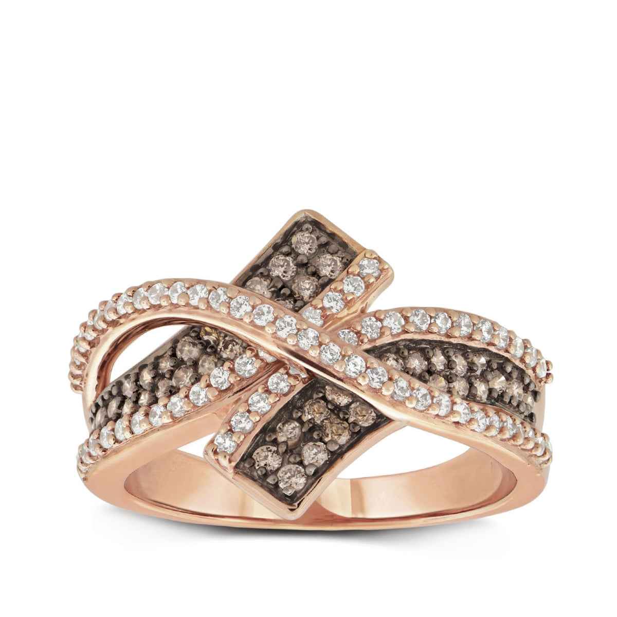 Mocha Collection 3/4 ct. tw. Mocha Diamond Bypass Crossover Ring in 10K Pink Gold
