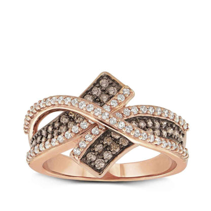 Mocha Collection 3/4 ct. tw. Mocha Diamond Bypass Crossover Ring in 10K Pink Gold