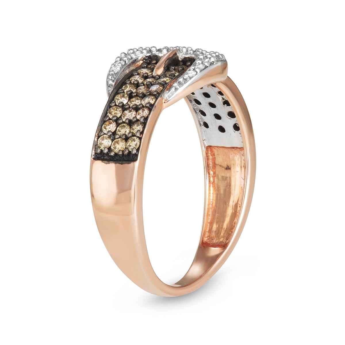 1/5 ct. tw. Mocha Diamond Buckle Ring in 10K Pink Gold front view