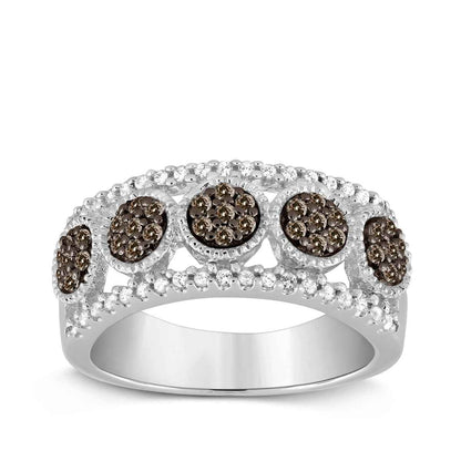 Mocha Collection 1/2 ct. tw. Mocha Diamond Cluster Milgrain Ring in 10K White Gold