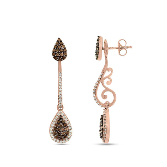 1 ct. tw. Mocha Diamond Dangle Earrings in 10K Pink Gold